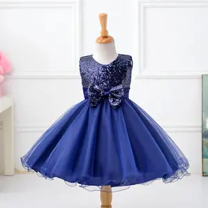 Kore versiyonu kız payetli prenses elbise dış ticaret çocuk elbise yay kolsuz kabarık elbise