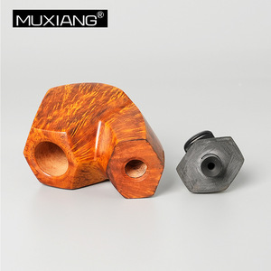 Muxiang Bent Tobacco Pipe Handmade Wooden Smoking Pipe Large Size For Men - Product Image 3