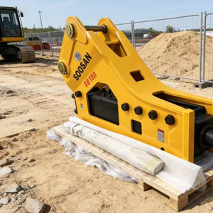 Martillo Hidráulico Silencioso Tipo Triángulo SOOSAN SB100 para Excavadoras de 25-30 Toneladas, Uso en Construcción, Cincel de 150 mm, Amarillo 1 - Product Image 1