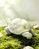 Figurine de tortue sculptée en agate mousse naturelle, sculpture en pierre de cristal faite à la main, décoration pour la maison ou le bureau, ornement en pierre de collection
