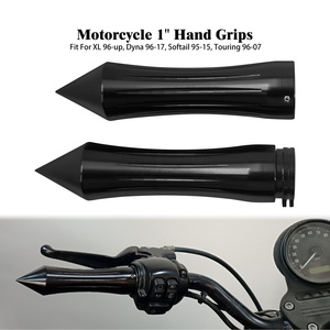 Manopole Moto 1" (25mm) a Punta Cromate/Nere per Manubrio <span class=keywords><strong>Harley</strong></span> Sportster XL Touring FLHX Softail Dyna <span class=keywords><strong>VRSC</strong></span> - Product Image 4