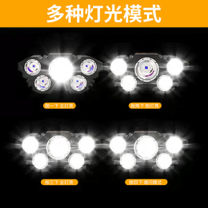 ไฟฉายคาดศีรษะ LED 5 ดวง ชาร์จไฟได้ กันน้ำ ปรับได้ ใช้สำหรับกิจกรรมกลางแจ้ง ตกปลา ล่าสัตว์ - Product Image 5