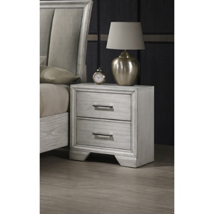 Comodino Contemporaneo a Due Cassetti in Legno Massello, Arredamento Camera da Letto, Finitura Legno Scuro - Product Image 2