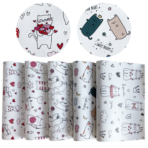 Haute qualité PU <span class=keywords><strong>cuir</strong></span> synthétique tissu rouleau dessin animé <span class=keywords><strong>chat</strong></span> imprimé Faux <span class=keywords><strong>cuir</strong></span> feuilles pour bricolage boucles d'oreilles cheveux arcs projets sac - Product Image 2