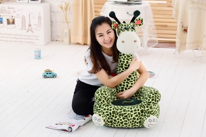 Cartoon Cute Animal Bean <strong>Bag</strong> Chair Seat Brown <strong>Giraffe</strong> Plush Toy For Children PP Cotton Filling Embroidered Logo Birthday Gift - Product Image 5