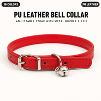 Collier pour chien et chat en cuir PU avec cloche, boucle en métal réglable, 16 couleurs pour chiens et chats de petite et moyenne taille, accessoires pour animaux de compagnie
