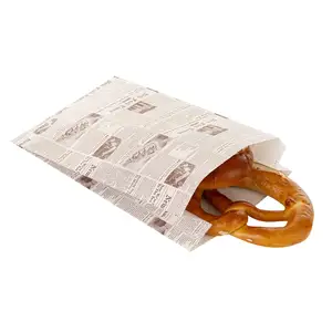 Bolsa de papel para llevar pan rápido de grado alimenticio con impresión personalizada, bolsa de papel para patatas fritas, aperitivos, hamburguesas, a prueba de grasa