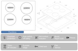 Buen <span class=keywords><strong>precio</strong></span>, cocina inteligente estándar de Europa de 7000W, 4 quemadores, estufa eléctrica de pausa, cocina de inducción integrada - Product Image 3