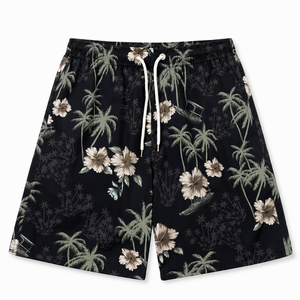 <b>Men's</b> Knee Length Cotton Board Shorts Floral Print Button Fly Quick Dry Beach Swim <b>Trunks</b> - Product Image 3