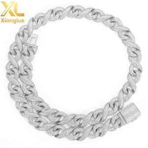 Fashion Hip Hop 15 MM Unique Infinite Eight <b>Chain</b> Necklace <b>Iced</b> <b>Out</b> Zircon 14k Gold Plated Necklace Jewelry Set - Product Image 2