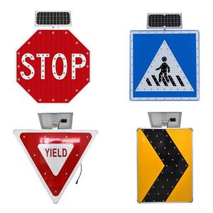 Panneau de signalisation routière réfléchissant LED électrique en aluminium, alimenté par énergie solaire, signalisation de sécurité pour les voies, panneau lumineux - Product Image 1