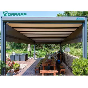 Toldo retráctil de alta calidad para exteriores, impermeable, con toldo curvo de aluminio para playa