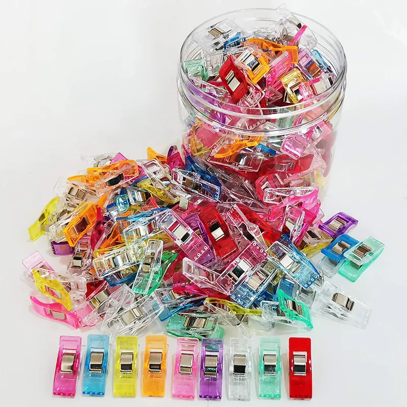 50/100/150PCs clip di plastica per cucire con scatola morsetti in tessuto trapuntatura cucito morsetti artigianali colori assortiti clip per rilegatura