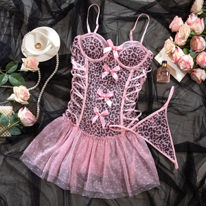 Nouvelle combinaison une pièce à imprimé léopard avec jupe, nœud papillon sexy, combinaison pour femme - Product Image 6