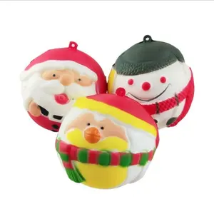 Hot Sale Squishy Santa Claus Pattern Decorative Soft Pinchable Slow Rebound Toy Ball Christmas Squishy Stress Ball