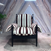 Fauteuil Rétro Français Vintage avec Coussin en Tissu Rouge, Canapé Modulaire Sectionnel de Loisirs pour Appartement et Hôtel