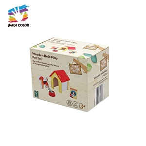 Le plus récent <span class=keywords><strong>mini</strong></span> ensemble de jeu en bois pour animaux de compagnie-Maison pour chien avec chiot, bols de nourriture et os pour faire semblant de jouer W10D683 - Product Image 2