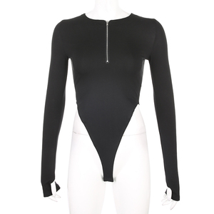 Base noire pouce trou fermeture à glissière pour les femmes à manches longues <span class=keywords><strong>body</strong></span> personnalisé sexy <span class=keywords><strong>body</strong></span> - Product Image 6