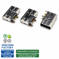 Connecteur de charge et de transmission de données USB-C femelle 14 broches à entrée latérale avec pieds de fixation pour chargeur
