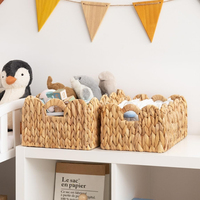 Ensemble de 2 adorables paniers de rangement en jacinthe d'eau bord festonné organisation Durable cadre en métal robuste de haute qualité + 84976578835