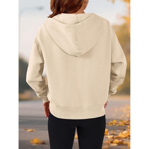 FOXA Women's Half <b>Zip</b> Hoodie Long Sleeve <b>Cropped</b> Oversized Sweatshirt Fashion Y2K Pullover Casual Wear - Product Image 6