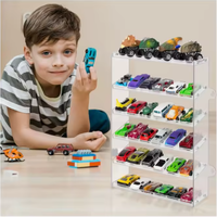 Vitrine murale personnalisable en acrylique transparent de haute qualité pour voitures miniatures à l'échelle 1/64 avec éclairage LED intégré, finition polie