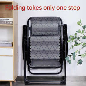 كرسي حديدي خارجي شديد التحمل قابل للطي ، تصميم عصري ، ارتفاع قابل للتعديل للاستراحة الشمسية مع وساد للتخييم والفناء والحديقة - Product Image 2