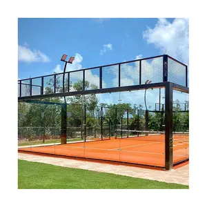 JS Padel Court Turf tenis Court permukaan kaca Padel Panoramic peralatan lapangan tenis