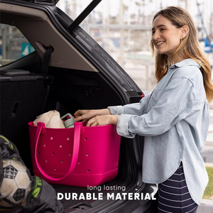 Grand sac de plage simple et moderne, imperméable, en caoutchouc, pour les voyages, la piscine, le bateau, les courses, les sports |   Amande Bouleau - Product Image 3
