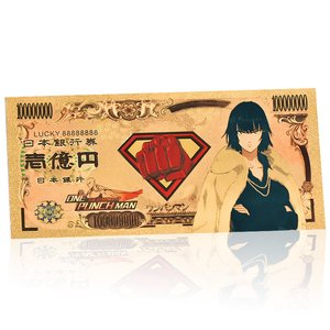 Billet de banque commémoratif <span class=keywords><strong>One</strong></span> Punched <span class=keywords><strong>Man</strong></span> Saitama, pièce en plastique plaquée or, cadeau pour collectionneurs et fans d'<span class=keywords><strong>anime</strong></span> - Product Image 3