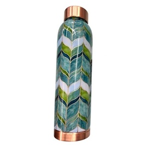 Wholesale Supply Pure Copper <b>Water</b> <b>Bottle</b> 1000ml Green Leaf Pattern Printed <b>Water</b> <b>Bottle</b> for Export Sale - Product Image 3