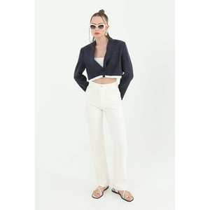 Pantalon en jean rayé taille haute coupe droite pour femme Lucky Brand ECRU respirant style jean - Product Image 5