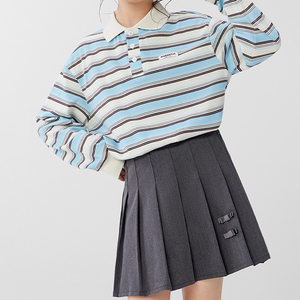 T-shirt à manches longues rayé pour filles, style polo, chemise de base pour enfants, nouvelle collection printemps-automne 2026 pour grandes filles - Product Image 4