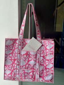 Cotton Floral Block Print Shopping <b>Bag</b> Large Shopping <b>Bag</b> Cotton <b>Tote</b> <b>Bag</b> Affordable Women's Gifts for Her <b>bag</b> - Product Image 2