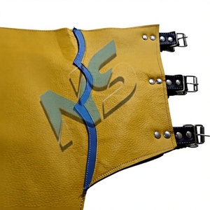 Chaps de Rodeo Western en Cuir Jaune Western Performance, Sculptés à la Main avec Motifs Floraux, Fermeture à la Taille, Protection Robuste, Unisexe - Product Image 2