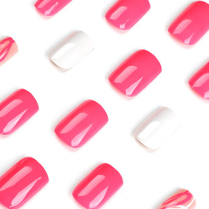 Faux ongles courts <span class=keywords><strong>Gel</strong></span> <span class=keywords><strong>Gel</strong></span> <span class=keywords><strong>Rouge</strong></span> <span class=keywords><strong>Blanc</strong></span> Carré Faux ongles Conseils Faux ongles naturels pour dame avec onglets adhésifs - Product Image 6