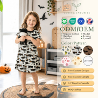 Robe de nuit décontractée d'été pour filles en coton biologique à manches courtes et col rond, imprimé fantôme squelette, pour Halloween