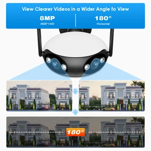 Hikwifi กล้อง4MP กลางแจ้ง4K 8MP กล้องส่องทางไกล WiFi 180องศาพาโนรามาเลนส์คู่ตรวจตราวีดีโอ <span class=keywords><strong>icsee</strong></span> <span class=keywords><strong>Alexa</strong></span> - Product Image 2