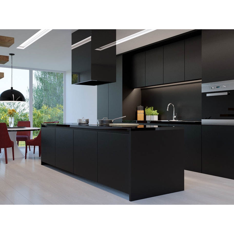 New Modern Kitchen Design Cabinet Matte Black Finished Lacquer Flat ...