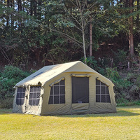 Tente gonflable en mélange de coton pour 8-10 personnes, conception coupe-vent imperméable, spacieuse, avec pompe gratuite, tissu Oxford pour le camping en famille