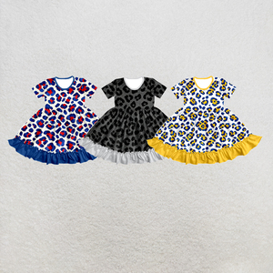 <span class=keywords><strong>Vestito</strong></span> Casual per Bambine con Stampa Leopardata Personalizzata, Maniche Corte e Orlo a Volant, 0-12 Mesi - Product Image 2