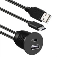 Cable de Extensión Impermeable Tipo C 3.0 y USB 3.0 para Montaje en Coche, Conector Macho a Hembra, para Panel de Control de Coche, Camión, Barco, Motocicleta