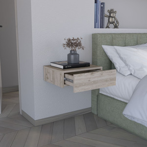 Floating Nightstand 5"H Modern <b>Wall</b> Mounted <b>Bedside</b> Shelf With Drawer <b>Light</b> Gray - Product Image 3