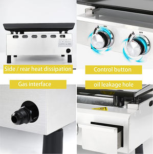 Plaque chauffante à <span class=keywords><strong>gaz</strong></span> portable de 17 pouces à dessus plat pour <span class=keywords><strong>barbecue</strong></span> extérieur au propane à 2 brûleurs pour la cuisson en plein air <span class=keywords><strong>Plancha</strong></span> - Product Image 2