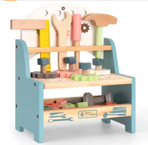 Mini Wooden Play Tool Workbench Set for Kids Toddlers - Construction Toys Gift for 18 Months 2 3 4 5 Years Old Boys Girls