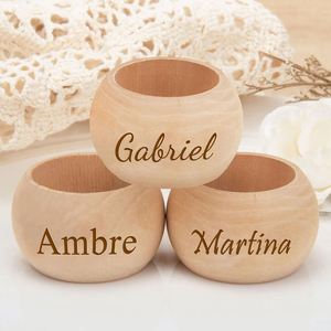 Anillos de Servilleta de Madera, Recuerdos Rústicos para Bodas, Porta Servilletas con Nombre Personalizado para Bodas, Cenas, Decoración de Mesa - Product Image 3