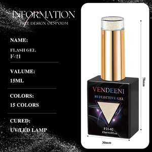 Vente chaude Vendeeni 15 couleurs Collection de vernis à ongles gel disco réfléchissants GRATUIT TPO HEMA OEM/ODM Flash vernis à ongles gel à paillettes de diamant - Product Image 4