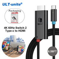 ULT-unite Câble adaptateur Type-C vers HDMI 2m (6,56 pieds) pour Switch 2, mode TV, USB Type-C vers HDMI 4K 60Hz UHD, charge 100W pour TV