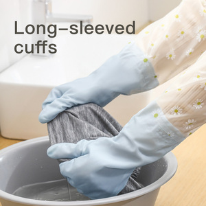 Guantes de Limpieza de PVC con Degradado de Dos Colores, Resistentes al Aceite, Impermeables, Gruesos y Alargados, para Lavar Platos en la Cocina - Product Image 6