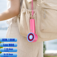 Ventilateur portable à moteur sans balais haute vitesse OEM/ODM à faible MOQ, alimenté par batterie USB 1200 mAh, commande par bouton, 3 vitesses, autonomie de 5,5 heures